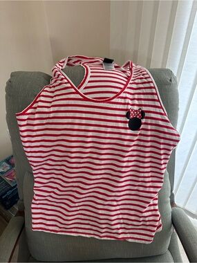 ' Red & White Striped Tank Top with Minnie heart xl